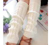 Women's Leg Warmer Lolita Long Socks Knitted Keep Warm Foot Cover Ladies Autumn Winter Black White Twist Crochet Socks Boot Cuff