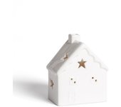 Ledkia Casita de Navidad LED Cerámica con Batería Bianca Blanco