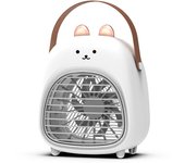 Ventilador portátil de aire acondicionado, enfriador evaporativo de aire 3 velocidades 2 niebla, dibujos animados lindo conejo USB personal mini aire acondicionado (blanco)
