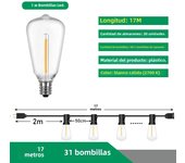 Festoon ST38 LED Globe String Fairy Lights Outdoor Dimmable For Birthday Party Garden Decor Garland Lamp Street Patio Backyard