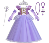 Girls Princess Dress for Cinderella Rapunzel Belle Halloween Costume Little Mermaid Peach Cosplay Dress Kids Birthday Party Gown