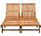 vidaXL Tumbona para 2 personas madera maciza de acacia Marrón, Gris, Sillas de Exterior Ideal para jardín, playa, piscina, terraza Tumbona Piscina Tumbonas Playa Tumbonas Jardín Exterior