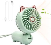 Ventilador de mano portátil, mini ventilador USB con batería recargable y 3 velocidades, lindo ventilador eléctrico pequeño personal, ventilador plegable de mano-verde