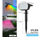 2024 New LED Solar Landscape Spotlights 74 LED Tricolor Light Waterproof  37 LED RGB Solar Garden Wall Lights Yard Lawn Pathway