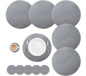 Round Braided Set of 6 Washable Round Placemats for Christmas Kitchen Wedding Dining Table 34cm Woven Heat Resistant Place Mats