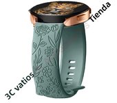 18mm 20mm 22mm Rose engrave Band for Samsung Galaxy Watch 7654 40mm 44mm Gear S3 Silicone Cute Strap Classic 43mm 45mm Active 2