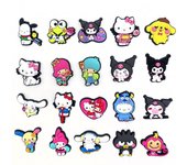 MINISO Sanrio Gudetama Kuromi HelloKitty Shoe Charms Cartoon Clog Sandals Garden Shoe Accessorie Decorations Buckle Kids Gifts