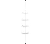 SONGMICS Estantería de Ducha, Estantería de Baño sin Perforar, Estantería de Esquina, Altura Total 80-323 cm, 4 Niveles, Altura Ajustable, para Baño, Negro Tinta/Blanco Nube