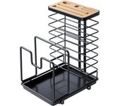Soporte para bloque de cuchillos, estante para tapa de olla, organizador de tablas de cortar, soporte para secar con bandeja