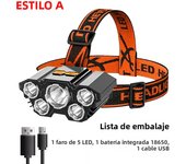 5 LED Headlamp Rechargeable with Built in 18650 Battery Strong Light Headlight Camping Adventure Fishing Head Light Flashlight