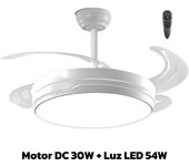 Maxwork Ventilador de techo con LED, Motor DC, silencioso con mando a distancia, aspas retráctiles, 6 velocidades y 3 temperaturas de luz, función verano-invierno