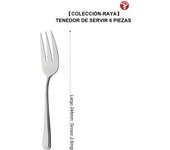 Mr.Spoon Serie Raya Cuchara y Tenedor de servir 2, 6 o 12 piezas,Acero inoxidable 18/0,Plateado,Económico y funcional,Cuchara y Tenedor de servir largo 248mm,Mango monobloque,Apto para lavavajillas,Empaque ecológico. Ideal para casa,hotel,restaurante