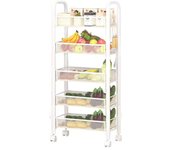 LUTODY - Carro de Almacenamiento Organizador Metálico de Varios Niveles con Ruedas, Carrito Auxiliar Compacto, Verdulero, Frutero, Multiuso para Cocina