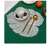 Juego de 4 manteles individuales con forma de hoja hueca, lavables, decorativos, antideslizantes, de plástico, para mesa de cocina
