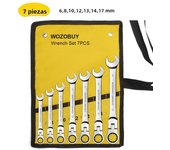 WOZOBUY Flex Head Ratcheting Wrench Set- Metric Ratchet Combination Wrenches CrV Gear Spanner Set Car Key Wrench Repair Tool Set