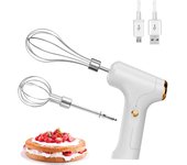Batidor de mano eléctrico, recargable por USB, batidor de huevos portátil inalámbrico con 2 batidores desmontables con 3 modos de velocidad para huevos, batidos, crema, mantequilla y bab