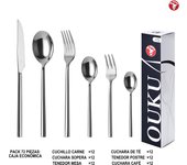 Mr. Spoon Serie Perla Juego de 60 o 72 piezas cubiertos,Acero inox 18/10,Alta calidad y acabado,Incluye cuchillo carne o mesa,tenedor,cuchara,cucharilla,etc.Diseño moderno y elegante,Apto para lavavajillas,Caja ecológica,Para Casa,Hotel,Restaurante,60501
