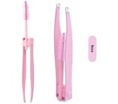 2 in 1 Eyebrows Tweezers and Eyelash Brush Professional Fine Hairs Puller Makeup Tools Selected Steel Beauty Clips Removal