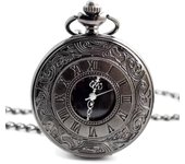 Steampunk Vintage Style Quartz Pocket Watches with Necklace Chain for Women Men