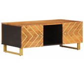 vidaXL Mesa de centro madera maciza de mango negro marrón 100x54x40 cm Mesita de Salón o Comedor o Auxiliar Mesa de Café Meuble Salón