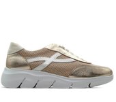 24 Hrs 26460 Zapatos sneakers de piel,cordón elástico,cuña,suela blanca de goma,rejilla,deportivo calado,brillo, para señora