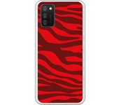 Funda compatible con Samsung Galaxy A02S - Animal Print Zebra Rojo Granate