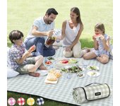 Manta de picnic extragrande para exteriores, 80x80 pulgadas, impermeable, plegable, a Cuadros, para Playa, camping, césped, Parque, accesorios, Lindas Ideas para parejas, registro de bodas (verde y Blanco)