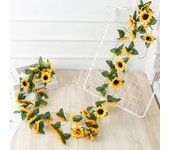 2.5M Yellow Sunflower Vine Hanging Artificial Flowers Garland Leaves Fake Silk Flowers For Party Wedding Home Decoration