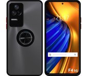 Funda Mate con Borde Negro y Anillo Giratorio 360 para Xiaomi POCO F4 5G