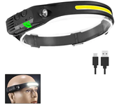 USB Rechargeable LED Induction Headlamp Headlight Built-in Battery Flashlight 5 Lighting Modes Outdoor Camping Fishing Torch