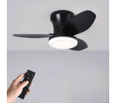 65cm/25,5 inch Silencioso Luz Ventilador,Pequeño Luz Ventilador Techo with Mando a Distancia,3 LED Light mode,6Velocidades