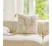 45x45cm Leaves Tufted Cushion Cover Mori Style Home Decor Decorative Pillowcase Sofa Funda Cojin Living Room Pillow Cover