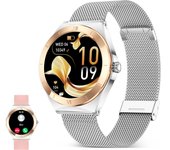 Smartwatch KSIX Lya, Pantalla AMOLED 1.19", Aut. 5 días, Correa metal y silicona, Modos deporte y salud, Llamadas, Plata