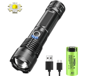 High Power 30W LED Flashlight 5 Lighting Mode Zoom Tactical Torch Type-C Rechargeable Outdoor Camping Hiking Emergency Lantern