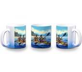 MERCHANDMANIA TAZA DEGRADADO COLOR deporte playa kayak amigos isla tropical color mug