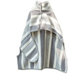 BOOTEELY Pet Polyester Coral Fleece Bathrobe Gray White Stripe Style Size L (Vacuum Packaging)