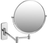 Tectake - Espejo de maquillaje  Espejo redondo de doble cara con aumento en un lado  Orientable 360°  Ajuste de distancia a la pared variable
