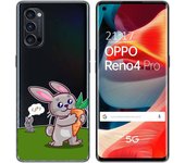 Tumundosmartphone Funda Gel Transparente para Oppo Reno 4 Pro 5G diseño Conejo Dibujos