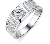 Real 1.0 Carat Moissanite Ring For Men Pure Solid 18K White Gold Rings D Color Diamond Engagement Wedding Ring Jewelry Gift