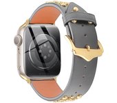 Correa de Piel para Apple Watch 49mm 46mm 45mm 44mm 42mm 41mm 40mm 38mm iWatch Series 10 9 8 7 6 5 4 3 2 1 SE Ultra 2 Pulsera de Cuero Tachuelas para Reloj Apple