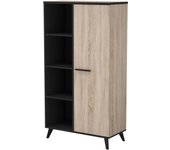 Estanteria librería Armario 1 Puerta 8 baldas Salon Comedor despacho habitacion Roble y Negro 154x83x39