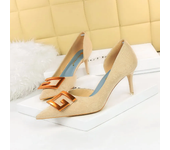 Women Fetish 7cm High Heels Fashion Catwalk Outside Red Green Pumps Lady Metal Buckle Bride Heels Vintage Scarpins Design Shoes
