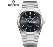 BINBOND Luxury Watch for Man Elegant Date Week Waterproof Luminous Men Watch Quartz Stainless Steel Sports Men's Watches reloj