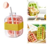 Cubitera, hervidor de hielo, bandeja para cubitos de hielo 2 en 1, molde de silicona de fácil liberación, sin contacto, para congelador, café y zumo (verde, 800 ml)