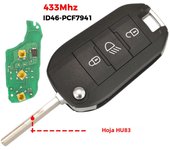 jingyuqin 433Mhz Remote Car Key For Peugeot 208 301 308 508 2008 5008 Hella Fit Citroen C3 C4 C4L ID46-7941 Chip HU83 VA2 Blade