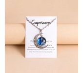 Vintage 12 Zodiac Sign Moon Pendant Necklaces Galaxy Star Glass Necklace With Gift Cards