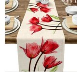Tulip Linen Table Rustic Farmhouse Style Table Runner 13X70 Inch,Kitchen Dining Table Decoration for Indoor Outdoor Home