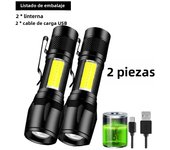 1-20PCS Mini Flashlight  COB+XPE Portable Torch With Clip Zoomable Light USB Rechargeable Flashlight Camping Emergency Lantern