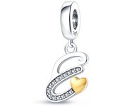 100% 925 Silver Small Pendant With Gold Lucky 26 Letters A-Z Design Charms Beads Fit 3mm Bracelets DIY Fine Jewelry Making