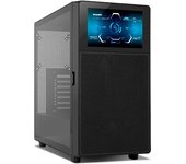 NOX XTREME PRODUCTS Hummer BIOS - Semitorre ATX  M-ATX  ITX, Pantalla LCD 8" Personalizable, Panel Frontal Metal Mesh, Lateral Cristal Templado, Espacio para 11 Ventiladores, USB-C y 3.0, Negro